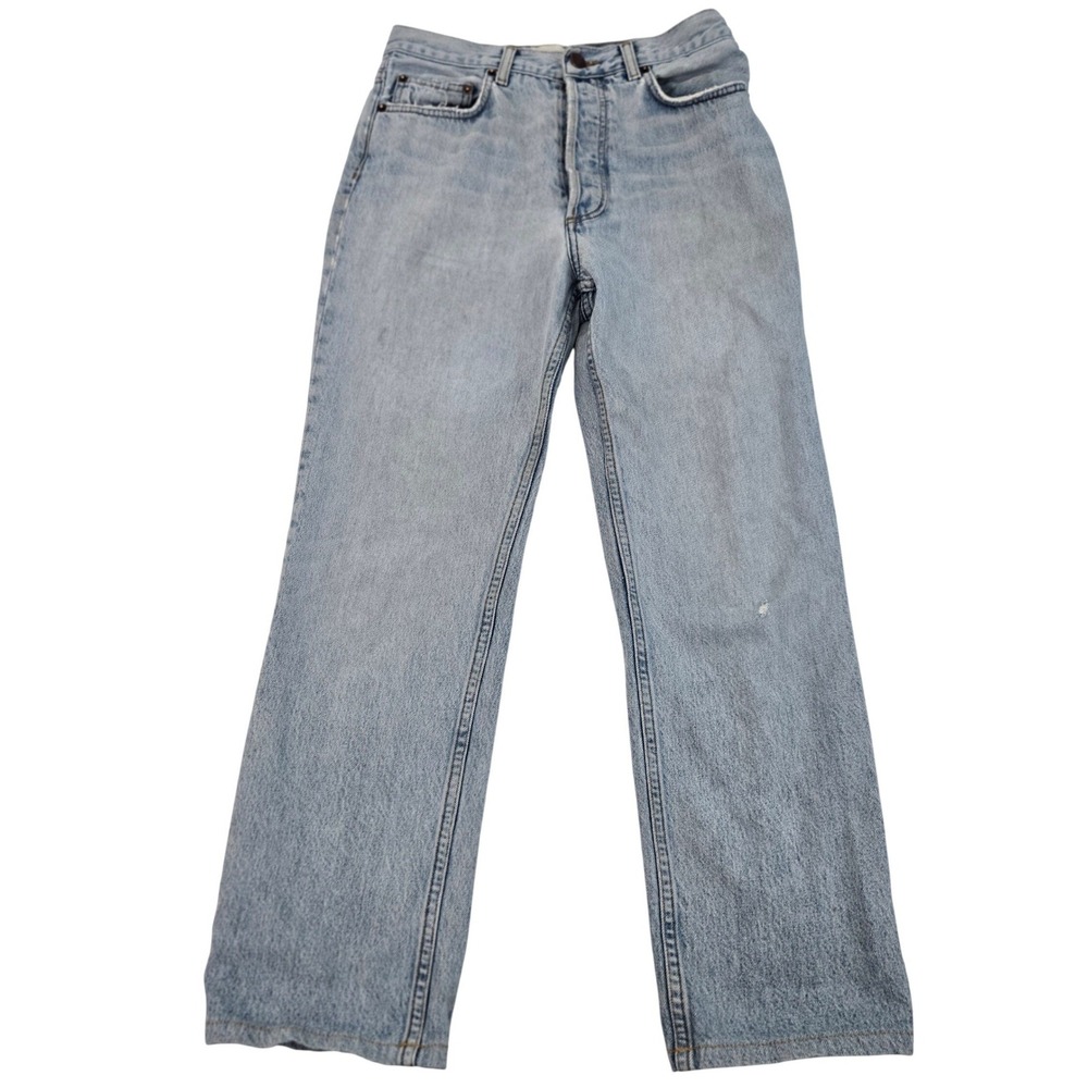 DOEN Thrashed Denim Jeans Womens 28 Light Wash High Rise Straight Leg‎ USA Made